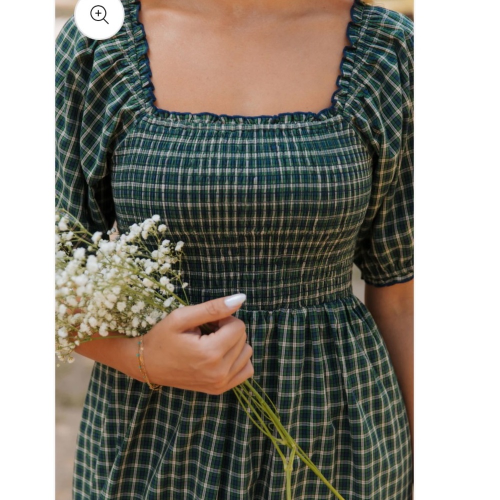 NWT Pink Desert Darci Marie Dress in hunter green plaid, Size M - Picture 4 of 5